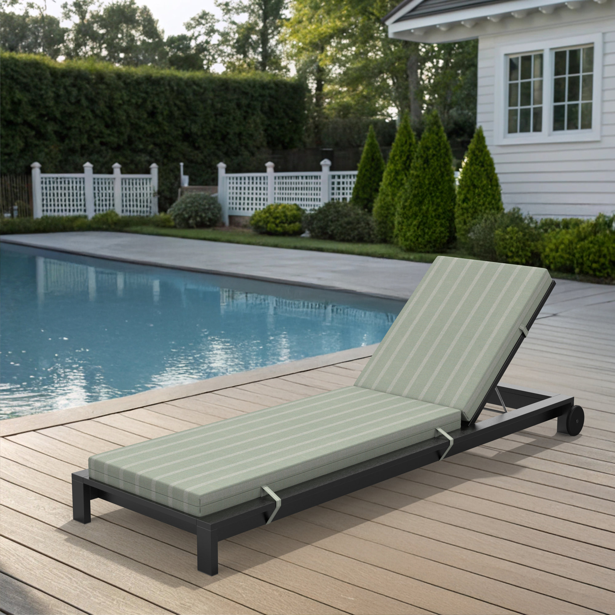 Lani Sunbrella Outdoor Chaise Lounge Cushion, 21" W x 50" D, Unwind Rainwashed