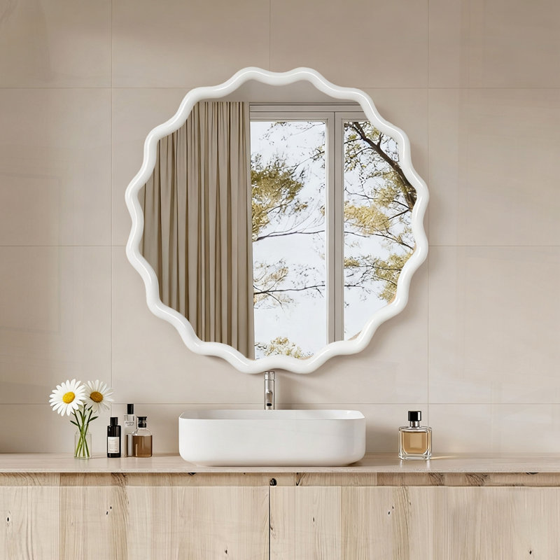 Miroir Wavy, 30 po x 1,18 po, Blanc