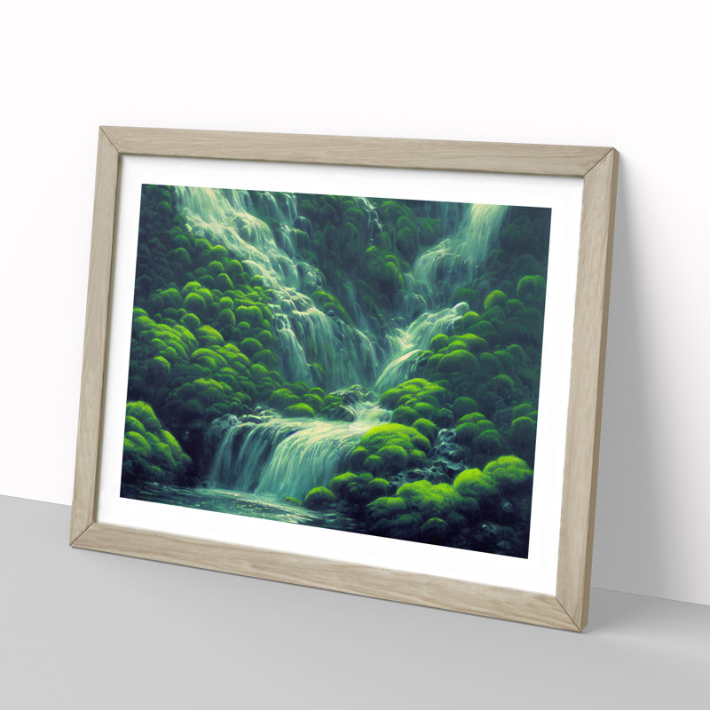 Unique Waterfall - Framed Print, 34cm H x 46cm W x 2cm D, Oak