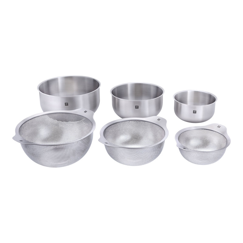 ZWILLING Prep 6-Pc Brushed Stainless Steels Nesting Bowls & Strainers Set