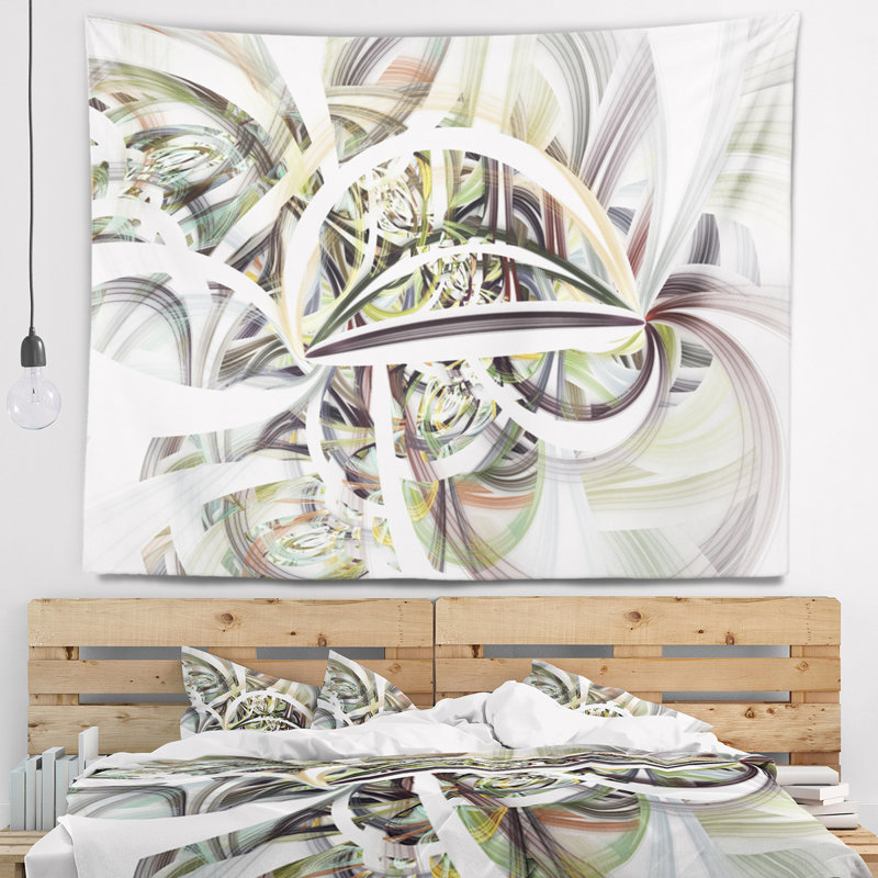 Résumé de la tapisserie de fleurs de fractale spirale symétrique, H 78 po x l 92 po