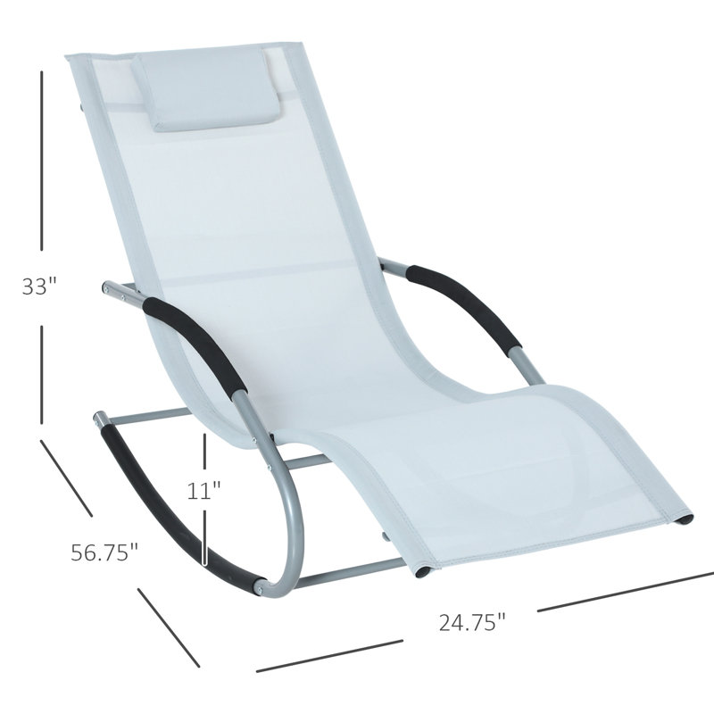 Chaise berçante Zero Gravity By, méridienne d'extérieur avec coussin amovible, tissu, coussin gris inclinable pour patio et eau