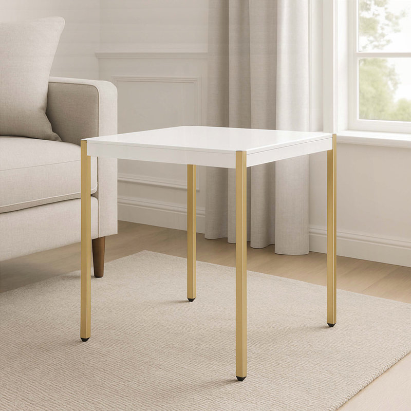 Table de bout blanche et dorée Glam - moderne contemporain