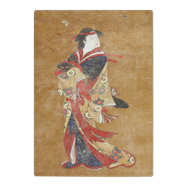 Tempered Glass Beauty with Butterflies by Katsukawa Shunsho Chopping Board, 39cm W x 28.5cm L