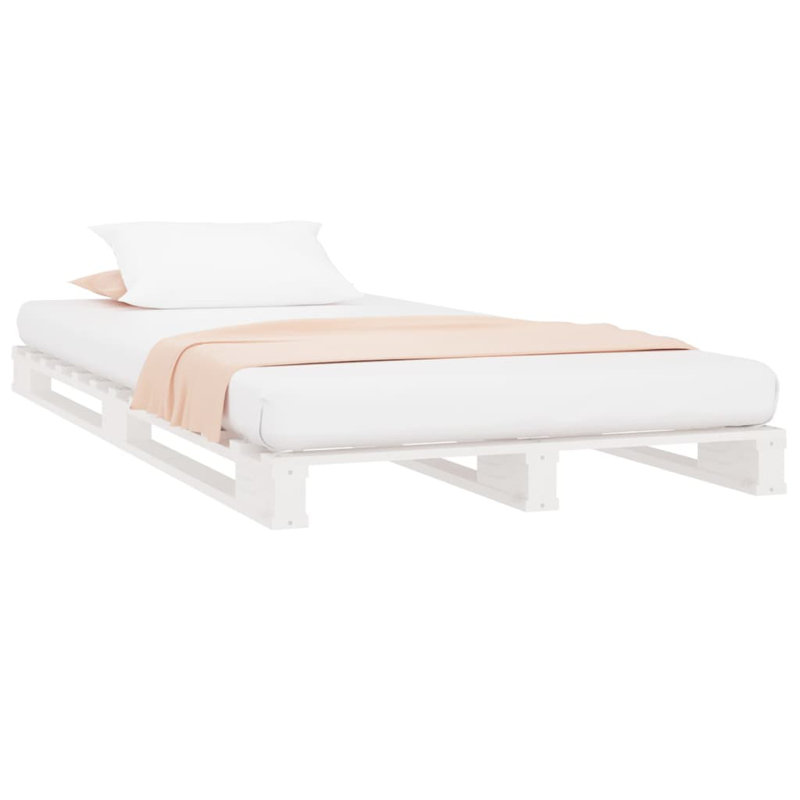 Pallet Bed Solid Wood, European Single (90 x 200 cm), white