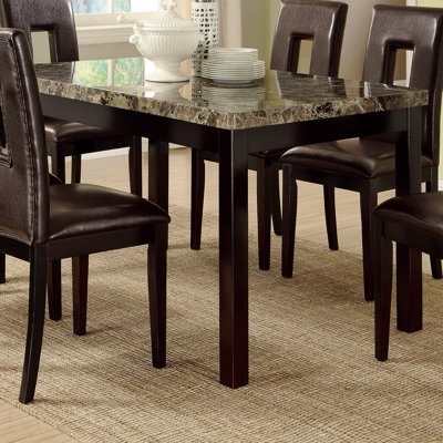 Dining Table Faux Marble Top Birch Veneer