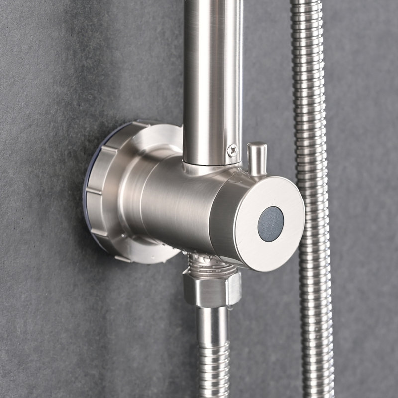 Système de douche à pluie et à main moderne avec finition nickel brossé