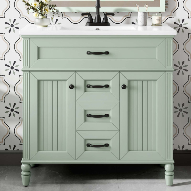 Meuble-lavabo 36 po avec lavabo, Vert