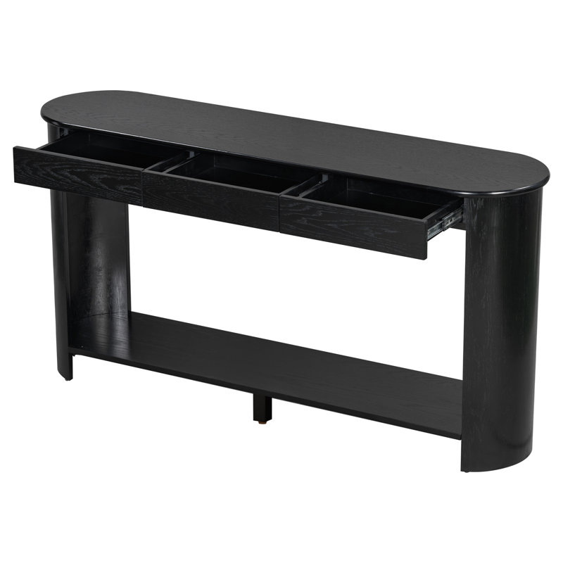 Console 59,8 po avec 3 tiroirs en chêne moderne