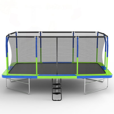 10X17FT Premium Rectangular Trampoline with 10 Poles & Crossbeam
