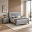 Ensemble de chambre à coucher pour très grand lit 3 pièces, bois gris, 2 tables de chevet