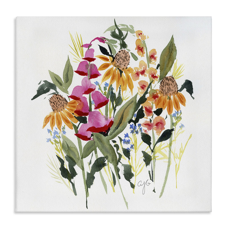 Art abstrait abstrait sur toile Bouquet varié par Alexandria Gilbert Kincaid, H 17 po x l 17 po