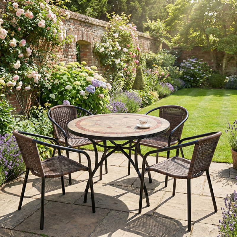 Richmond 4 - Person Patio Dining Set Umbrella Hole Included Round Table