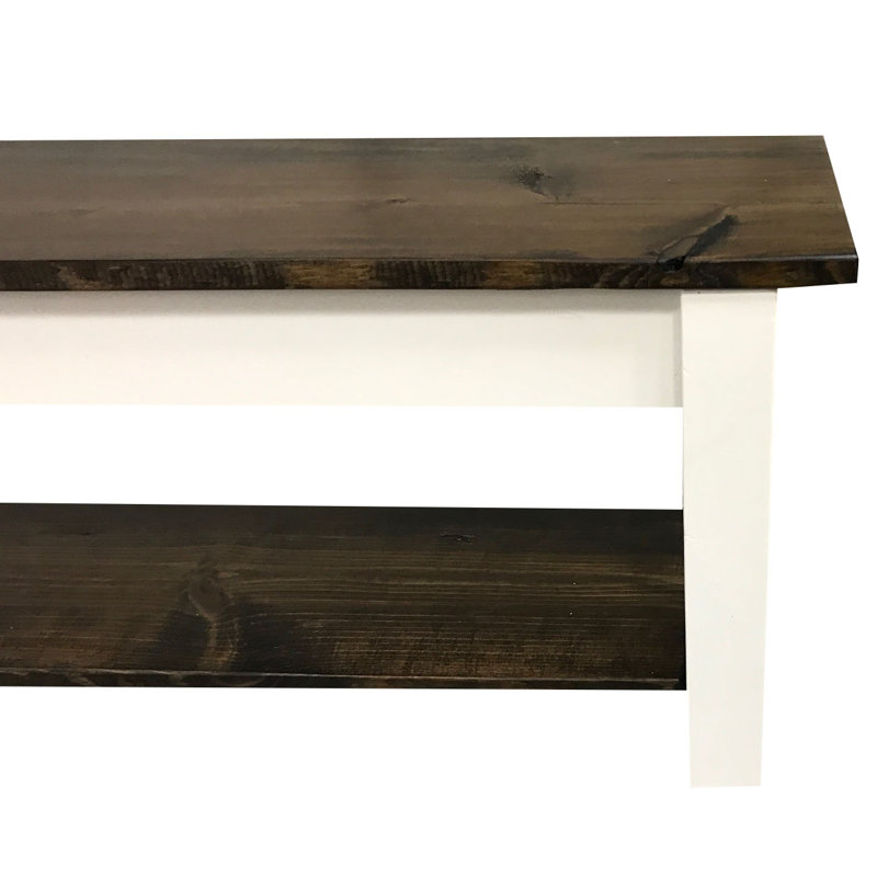 Banc de rangement en bois massif Mccardle, H 17 po x l 24 po x P 12 po, Dark Walnut/Off White