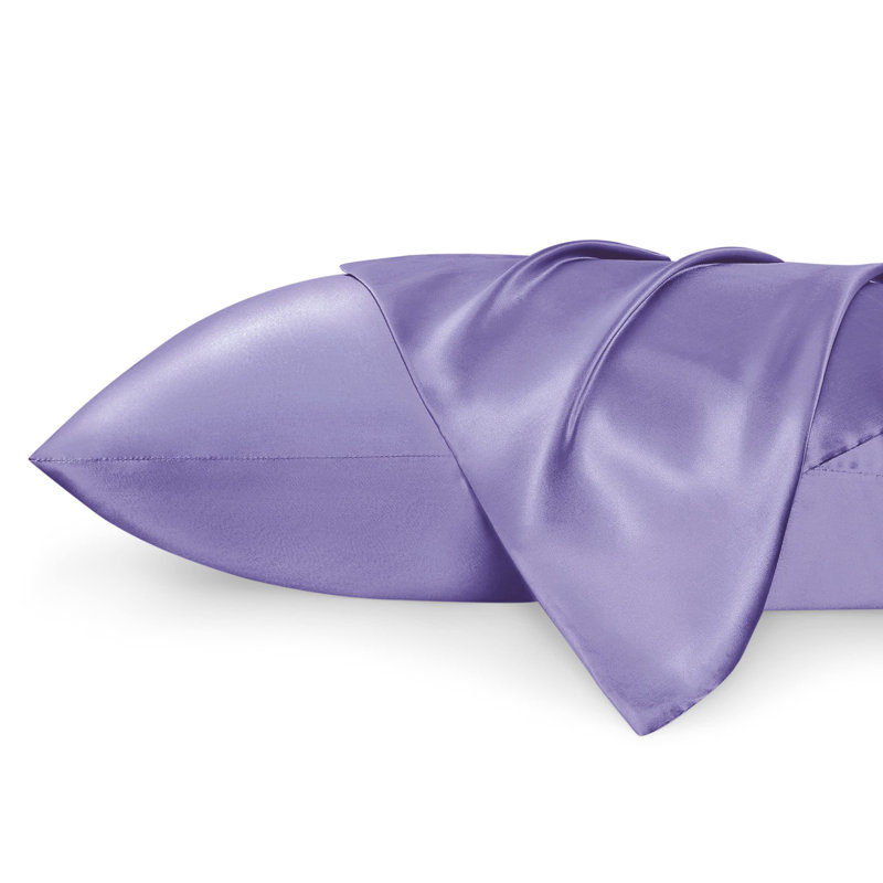 Ensemble de 2 taies d'oreiller en satin, 300 fils, sable gris, GentleSoft ™, Taie d'oreiller très grande, Purple