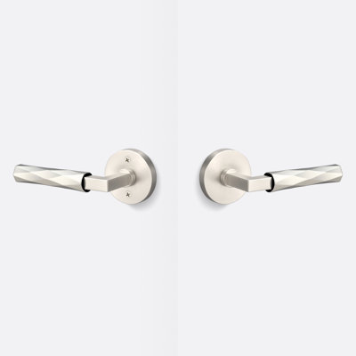Levanto Round Passage Rosette In Satin Nickel, Vertex Grip In Satin Nickel