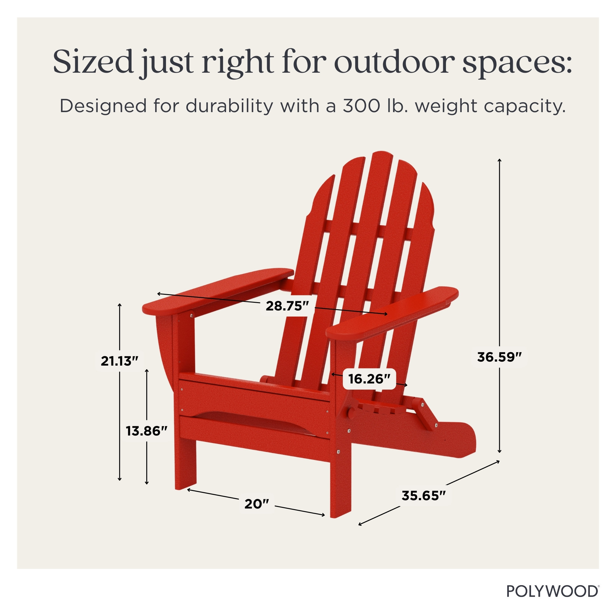POLYWOOD Classic Adirondack Folding Adirondack Chair, Sunset Red