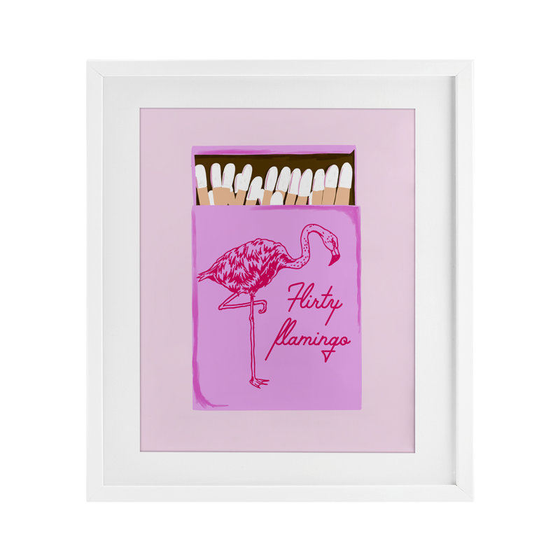 «Flirty Flamingo Pink Matchbox», reproduction encadrée sous verre, conception de Cherrywood Lane, H 16 po x l 13 po