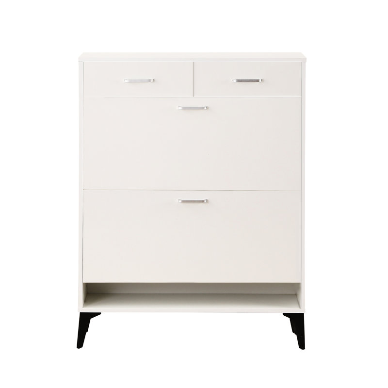 Organisateur de chaussures de chambre à coucher compact avec construction stable - Armoire de rangement blanche pour petits espaces