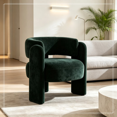 Fauteuil demi-tonneau incurvé avec pieds robustes