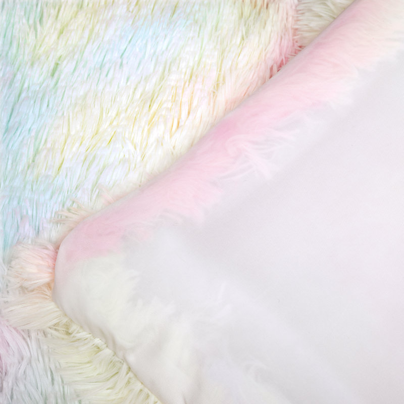 Rainbow Faux Fur Twin Comforter Set with Pillow Sham