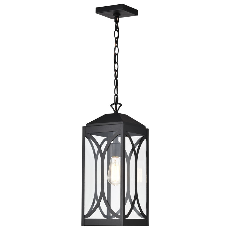 Esmeray - 1 Light Hanging Lantern - Matte Black with Clear Glass