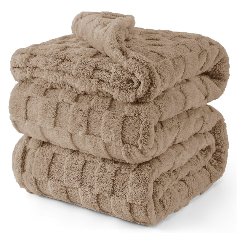 Couverture molletonnée douillette texturée, Taupe