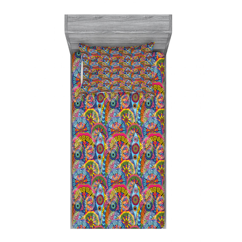 Microfiber Floral Sheet Set, Twin Sheet Set + Fitted Sheet + 1 Pillowcase