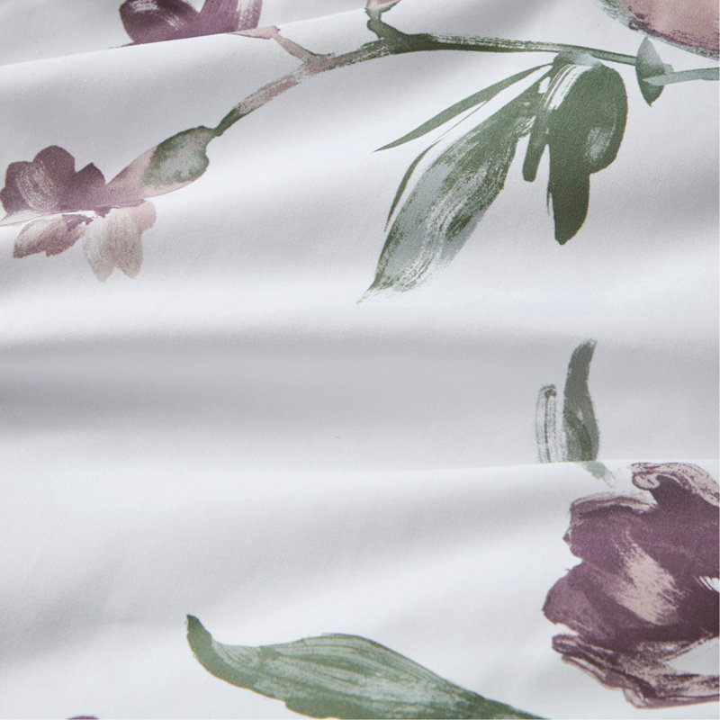 Ensemble d'édredon à motif floral grand avec draps, Édredon de grande taille et 5 pièces supplément, Mauve