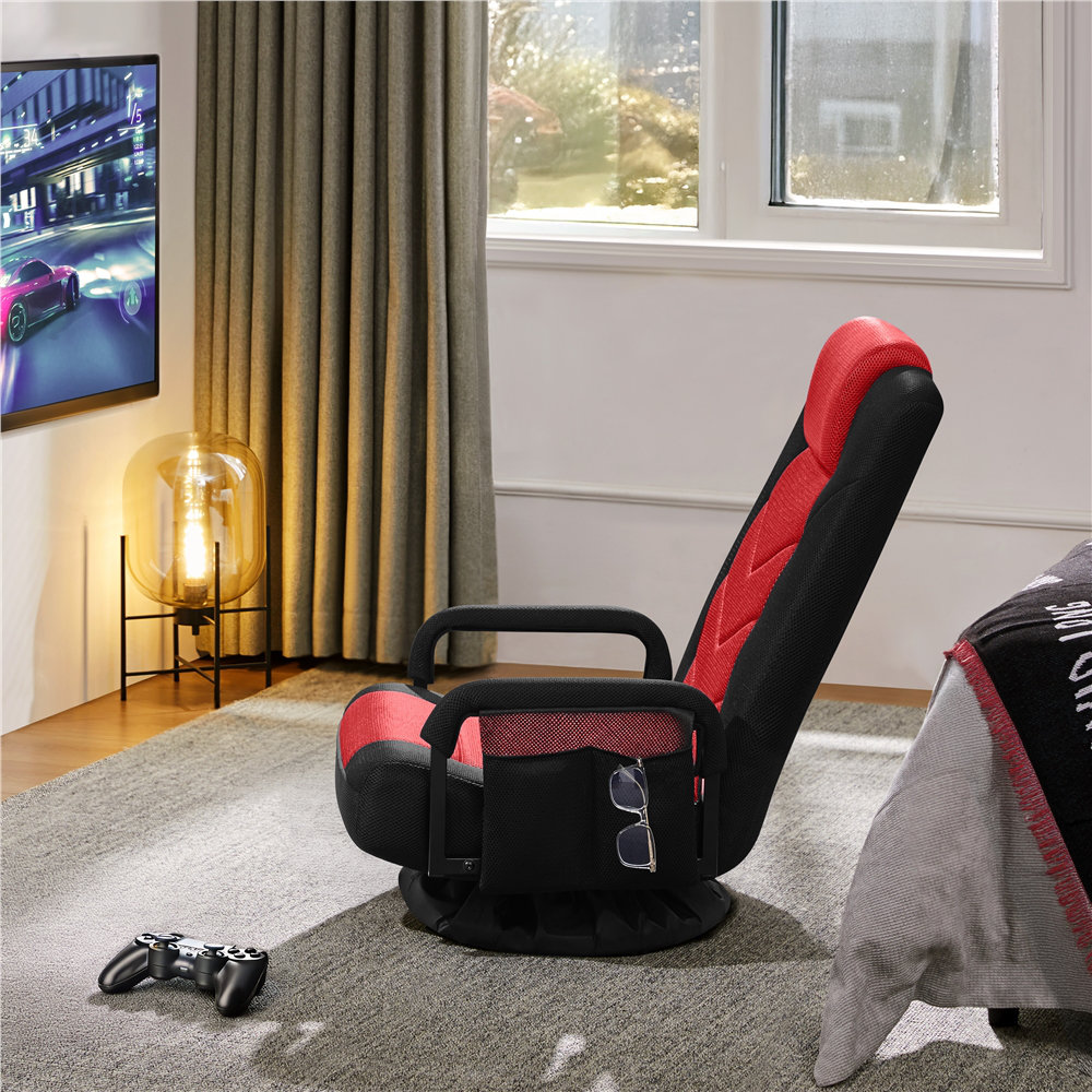 Adjustable Reclining Swivel Floor Gaming Chair Yaheetech Upholstery 
