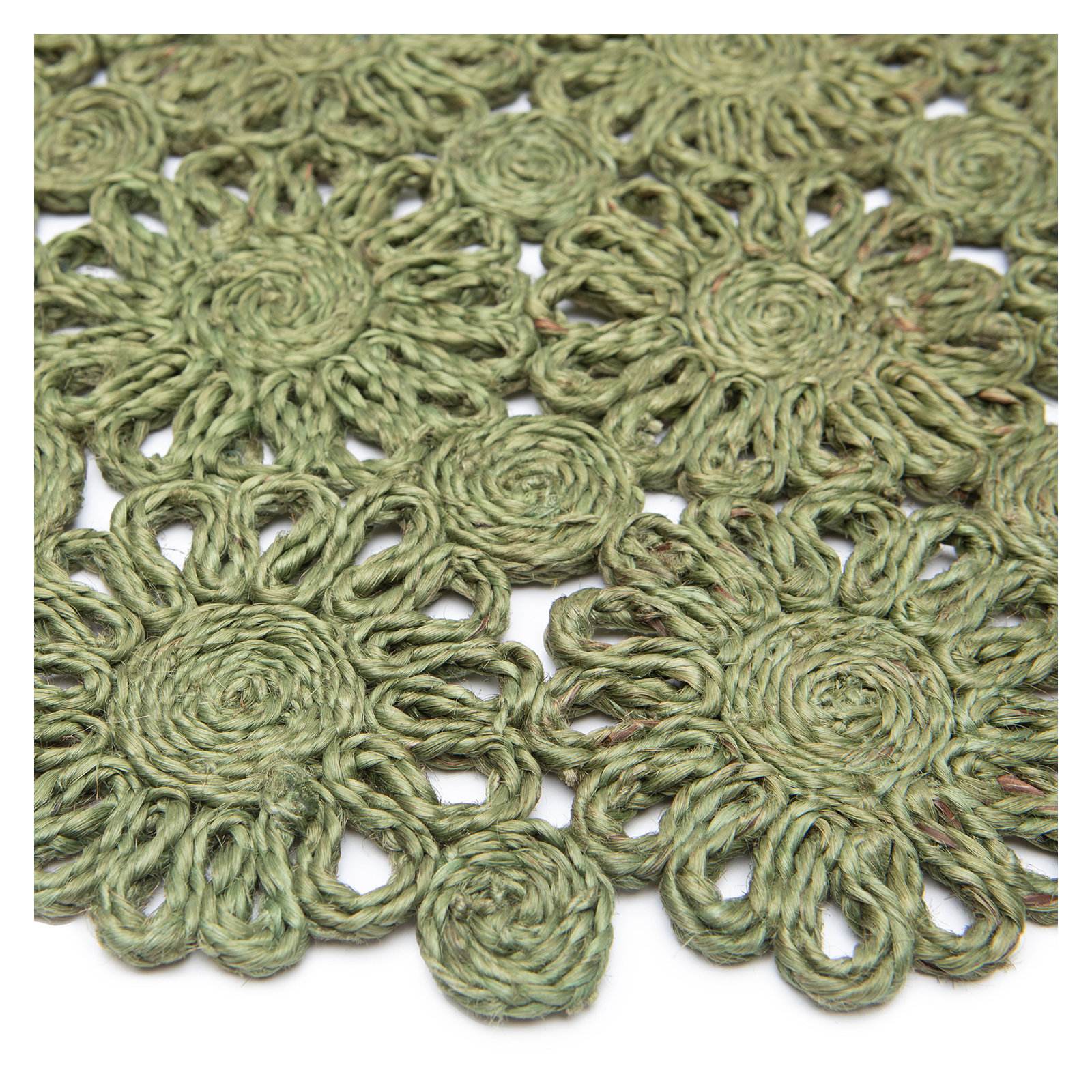 Bladwell Jute Round Placemat, Green
