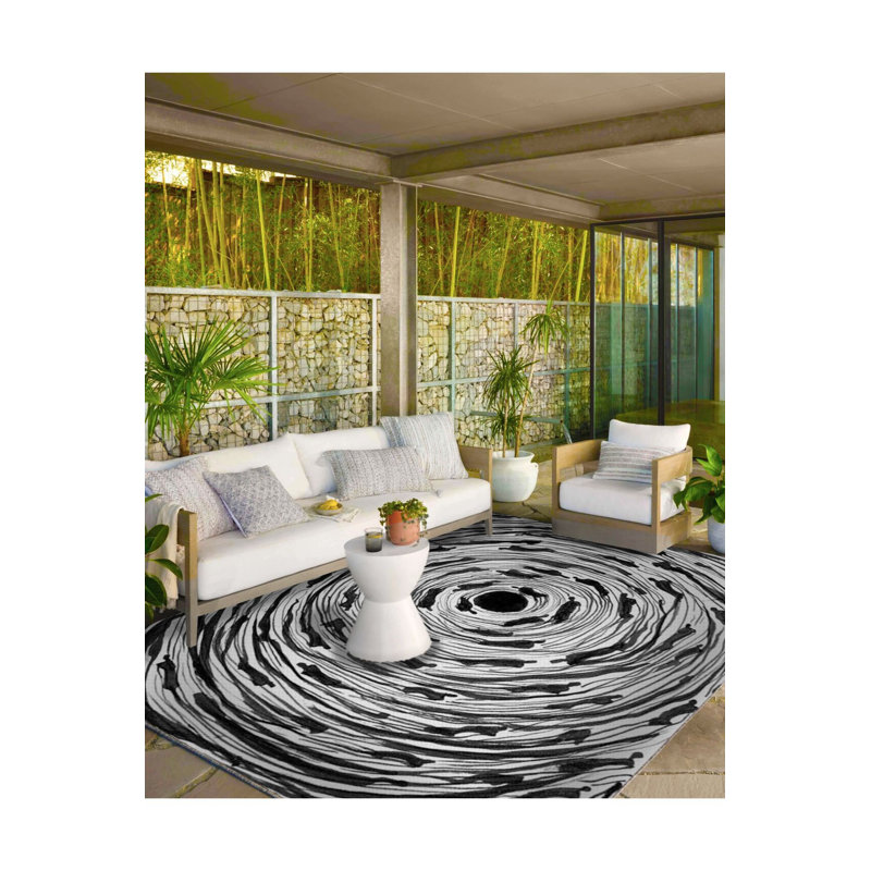 Tapis décoratif noir à motif de trous noirs lavables, Tapis de couloir 3 pi 3 po x 9 pi 10 po