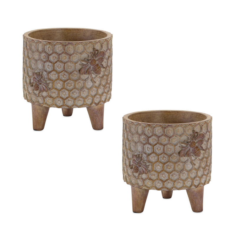 Ensemble de pots à fleurs en résine 2 pièces Aleem