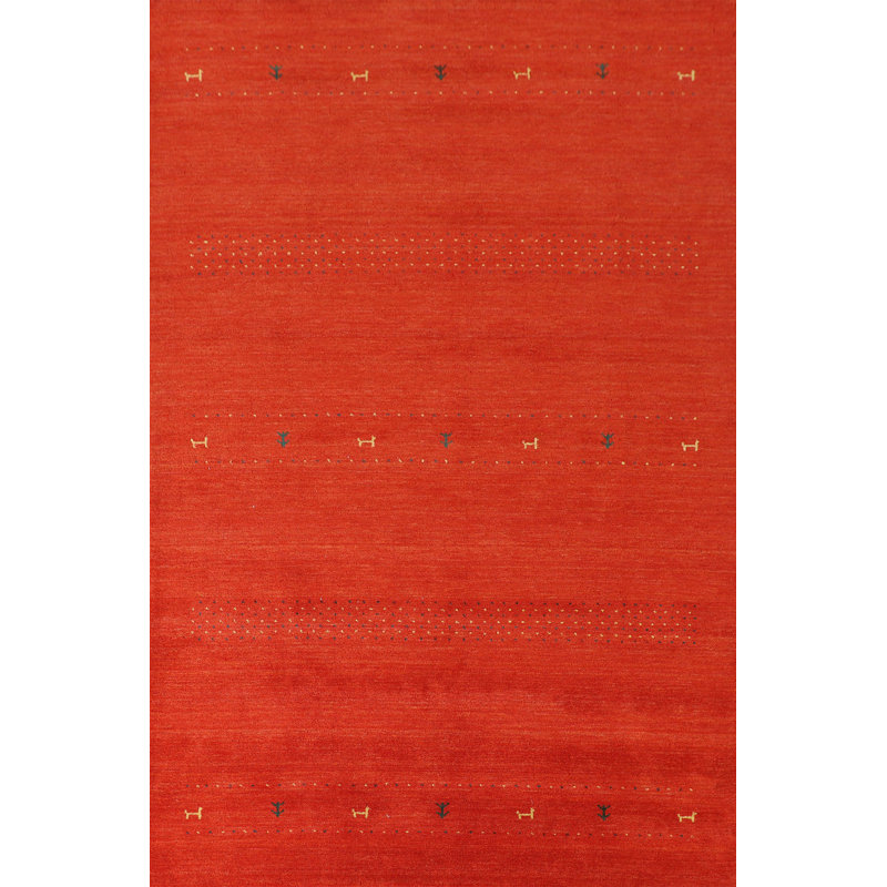 Tapis indien en laine de style Gabbeh Salmon 7 x 10