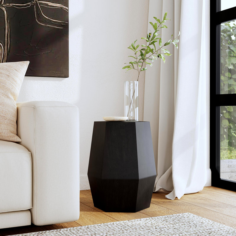 Dixon Solid Wood End Table, Black