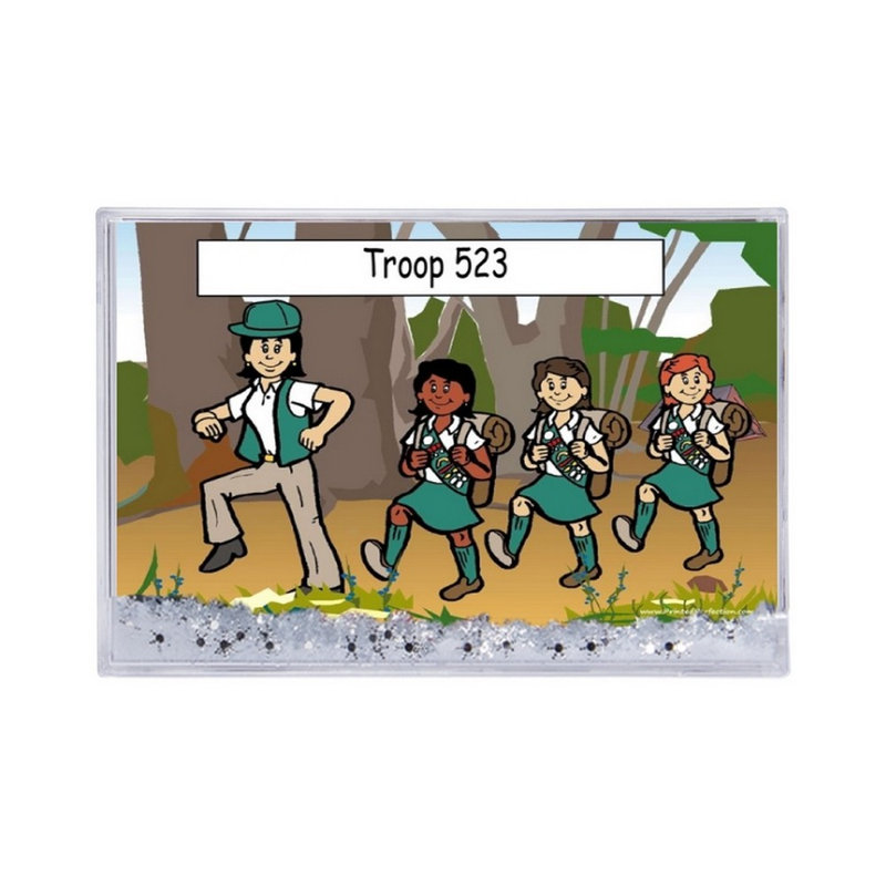 Cadre de boule à neige personnalisé Mini Girl Scout personnalisé, H 2,5 po x l 3,75 po x P 1 po, Oui
