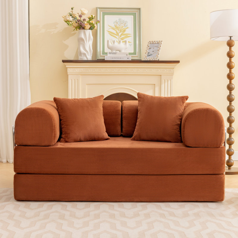 Foldable 3-Person Fabric Sofa Bed with High Rebound Sponge