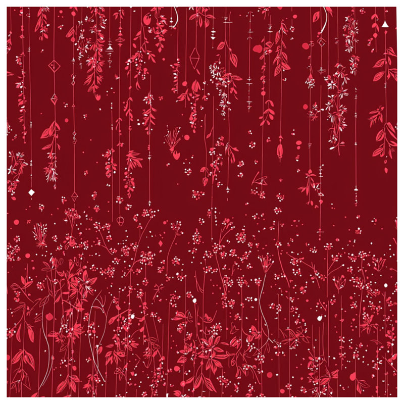 Édredon à motif floral bohème, Édredon simple, Motif floral rouge