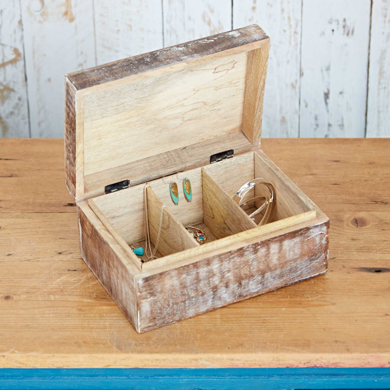 Antique Effect Mango Wood Trinket Box