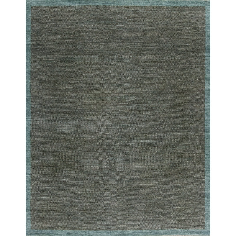Textures Hand Knotted Wool Area Rug, Chocolate/Wedgwood, Rectangle 5' x 7'