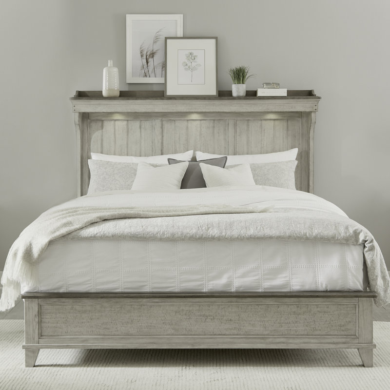 Cathleen Mantle Bed, King, 4 Pcs: Bed, Dresser, Mirror, Chest