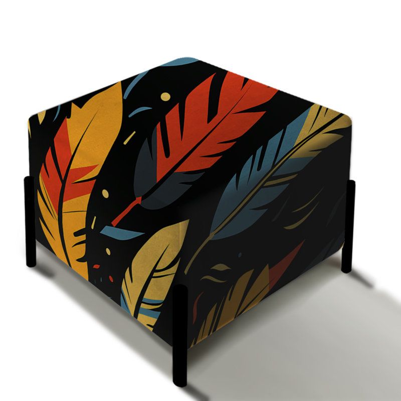 Feather Tribal Fusion - Repose-pieds carré abstrait
