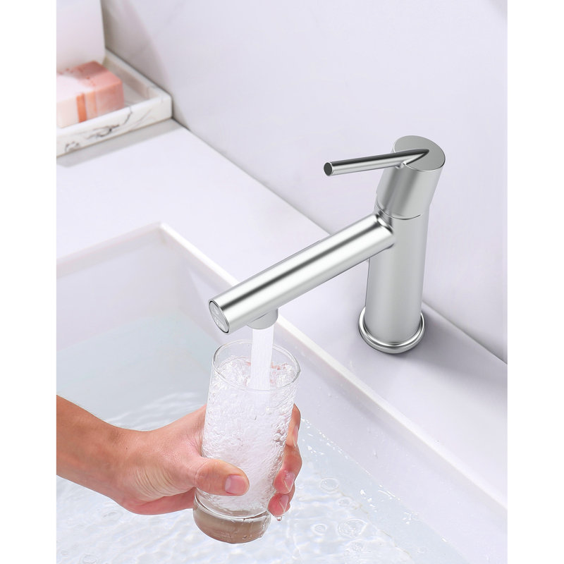 Robinet de lavabo pour installation sur le comptoir de la salle de bain - 1 trou, débit et fontaine Twoone, économe en eau, écoénergétique, étapes d'installation simples, tout le monde fontaine à levier simple pour basculer, gratter, facilement et rapidement