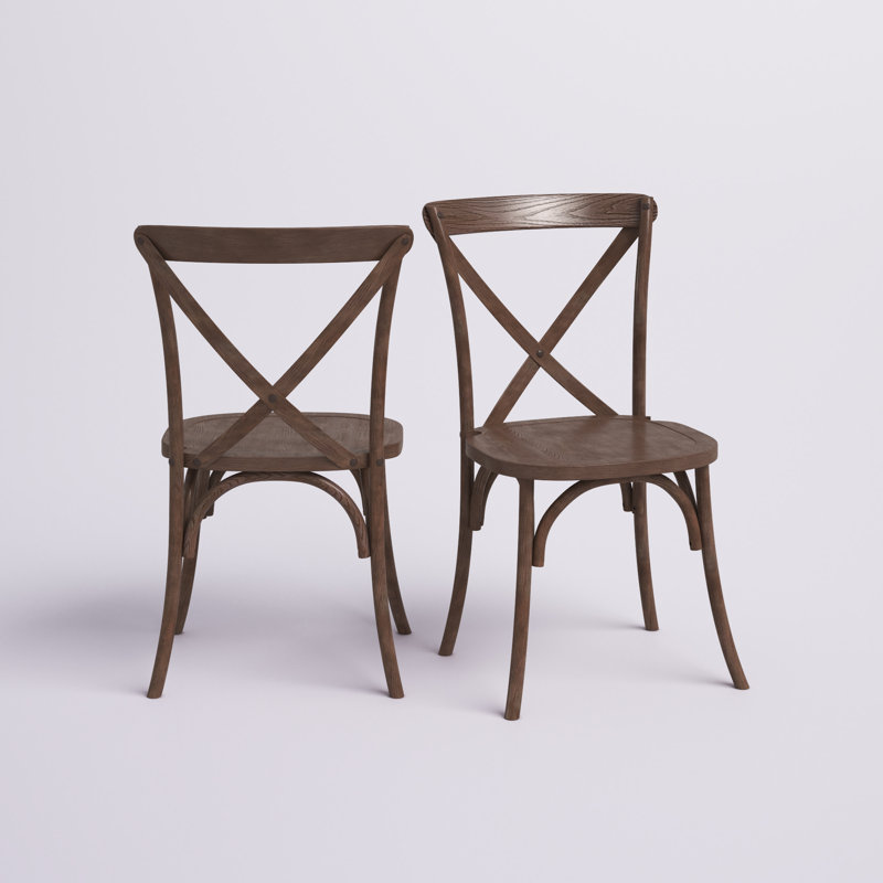 Arquit Stackable Cross-Back Wooden Bistro Chair, Brown, 1