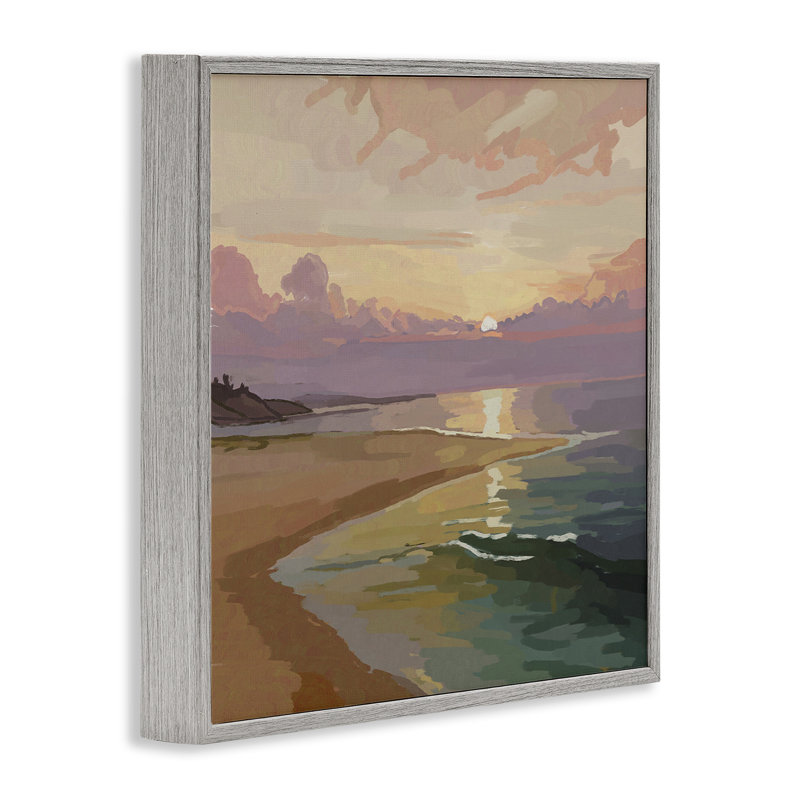 Coucher de soleil reflétant sur la plage, estampe numérique, conception par Amelia Noyes, Estampe numérique Farmhouse