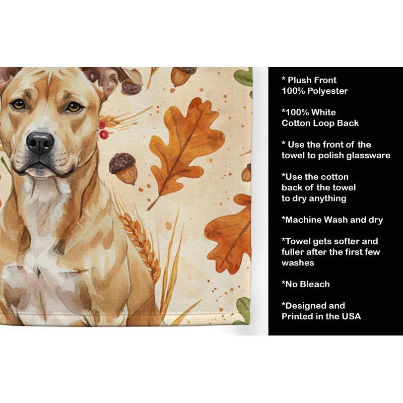 Fawn American Staffordshire Terrier Heirloom Fall Kitchen Towel, Fawn American Staffordshire Terrier