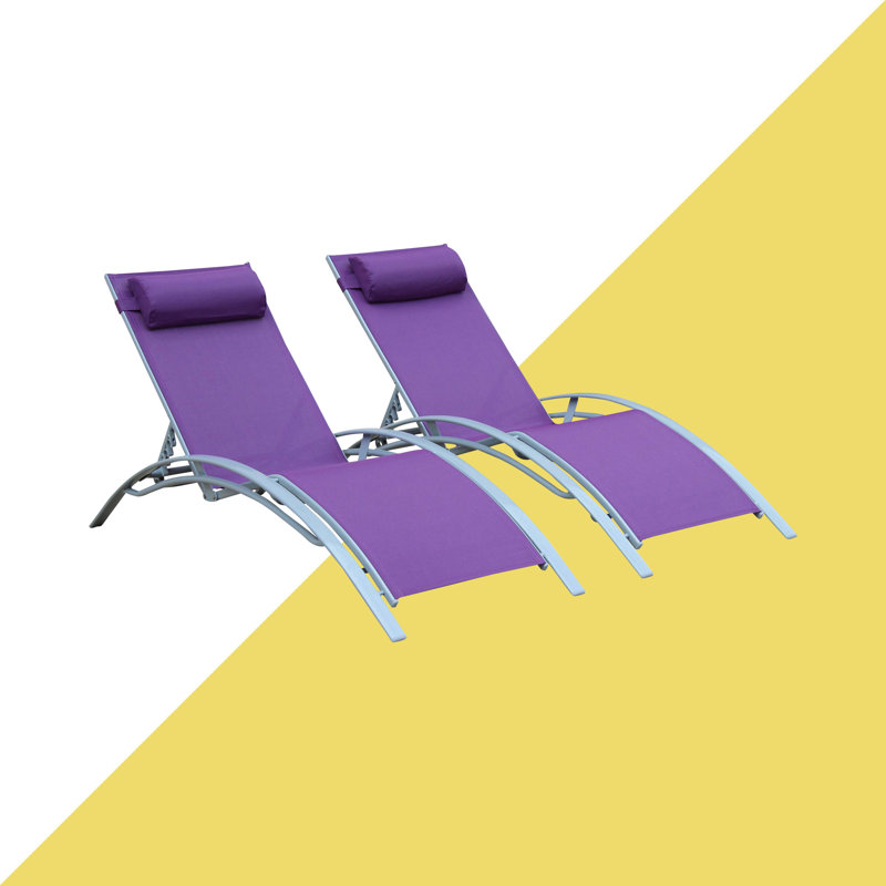 Sebastien 160 cm Long Reclining Chaise Lounge Set, Yellow, Grey