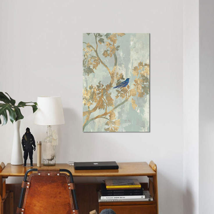 «Blue Bird» par Asia Jensen - reproduction d'art sur toile tendue, H 18 po x l 12 po x P 1,5 po, Toile tendue, Pas de tapis