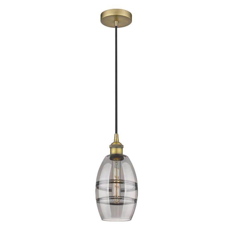 Mini-luminaire suspendu 1 lumière Edison Bettylou-616-G557, H 8,13 po x l 5,88 po x P 5,88 po, Gris fumée clair