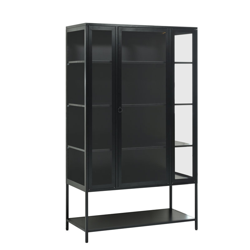 Armoire en acier avec porte en verre et lumières DEL